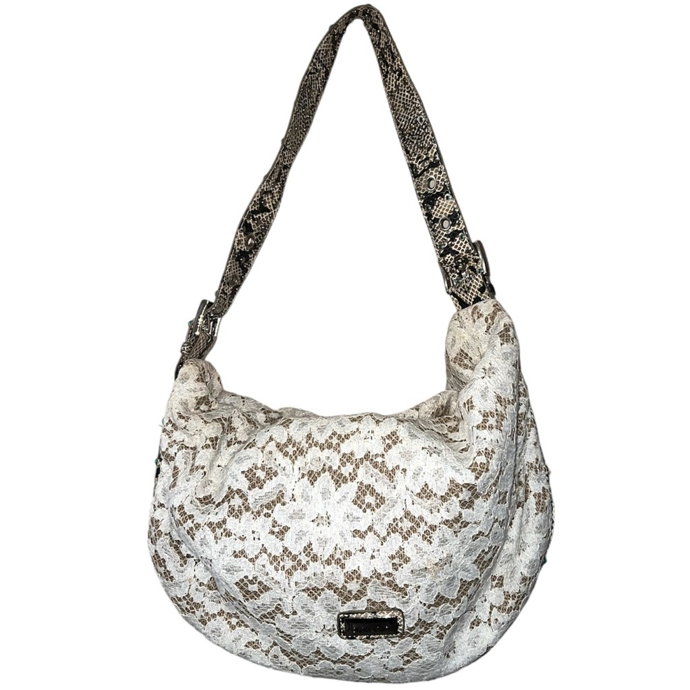 𝐁𝐑𝐀𝐂𝐂𝐈𝐀𝐋𝐈𝐍𝐈 | VINTAGE WHITE LACE AND PYTHON LEATHER SHOULDER BAG - Picture 14 of 14